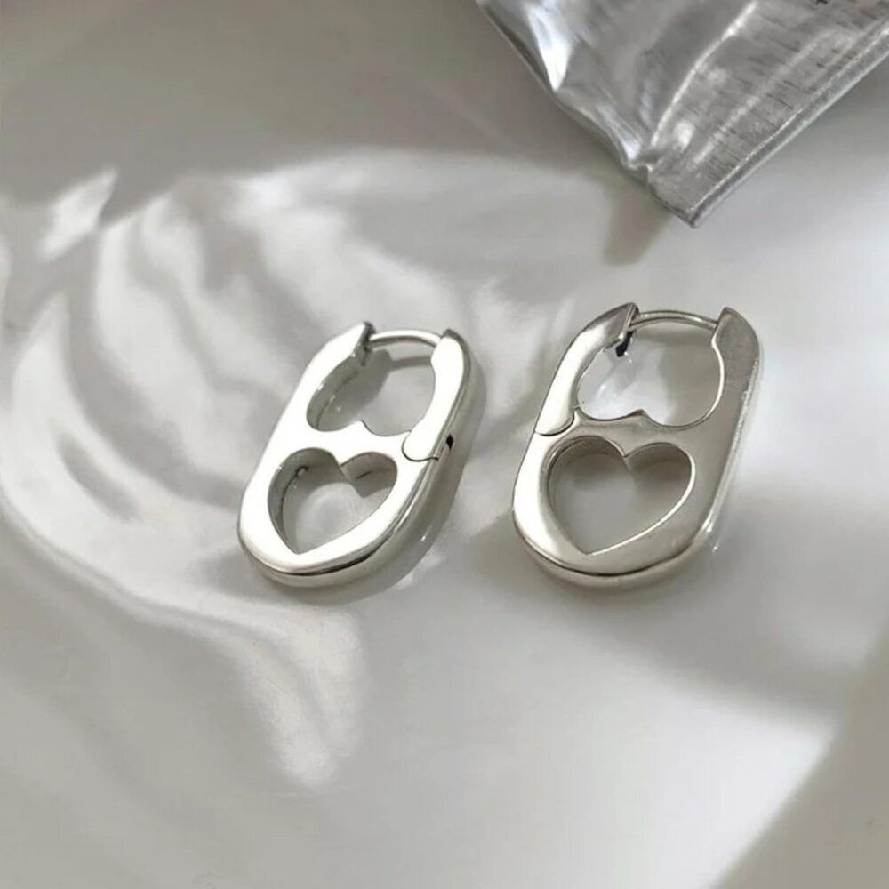 LUSSO Silver & Gold Soda Tab Necklace Earrings Unisex Beachy Jewelry for Women - Picture 3 of 7